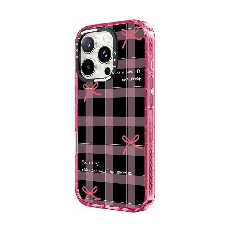 CASECASE X Nơ Lưới Đen Màu Hồng Fizz Trong Suốt Cứng Hút Từ Tính Tác Động Dành Cho Apple IPhone 12 13 14 15 16 17 Pro Max Air Plus Có Hộp