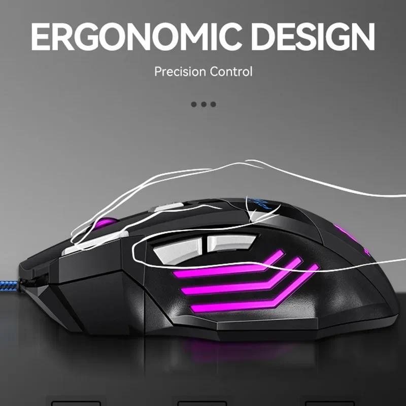 2026 Chuột Chơi Game Có Dây USB MỚI 7 Nút Đèn Nền Chuột Công Thái Học 2400 DPI Đèn Nền Có Thể Điều Chỉnh Chuột Quang Cho PC Game Thủ Máy Tính Để Bàn