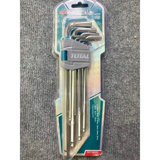 Bộ lục giác vặn ốc Total THT106391 - THT106292 loại dài đầu bi, đầu bông 9 món loại đẹp chịu lực tốt