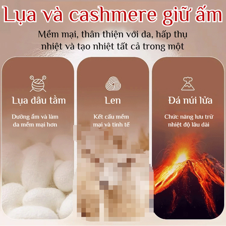 Đai đầu gối cashmere siêu ấm mùa đông, dài, cho người cao tuổi/viêm khớp