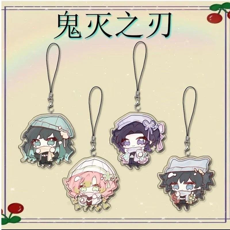 Demon Slayer Anime Kanroji Mitsuri Tokitou Muichirou Kamado Tanjirou Acrylic Mobile Phone Lanyard Chain Pendant Keychain