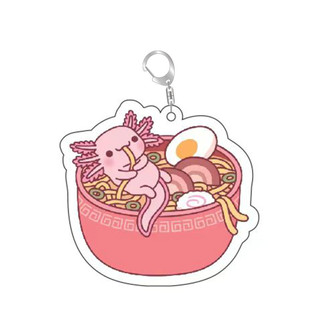 Adorable Axolotl Acrylic Keychain Kawaii Cartoon Animal Image Pendant For Bags Car Keys Decors Hanging Supplies Gifts