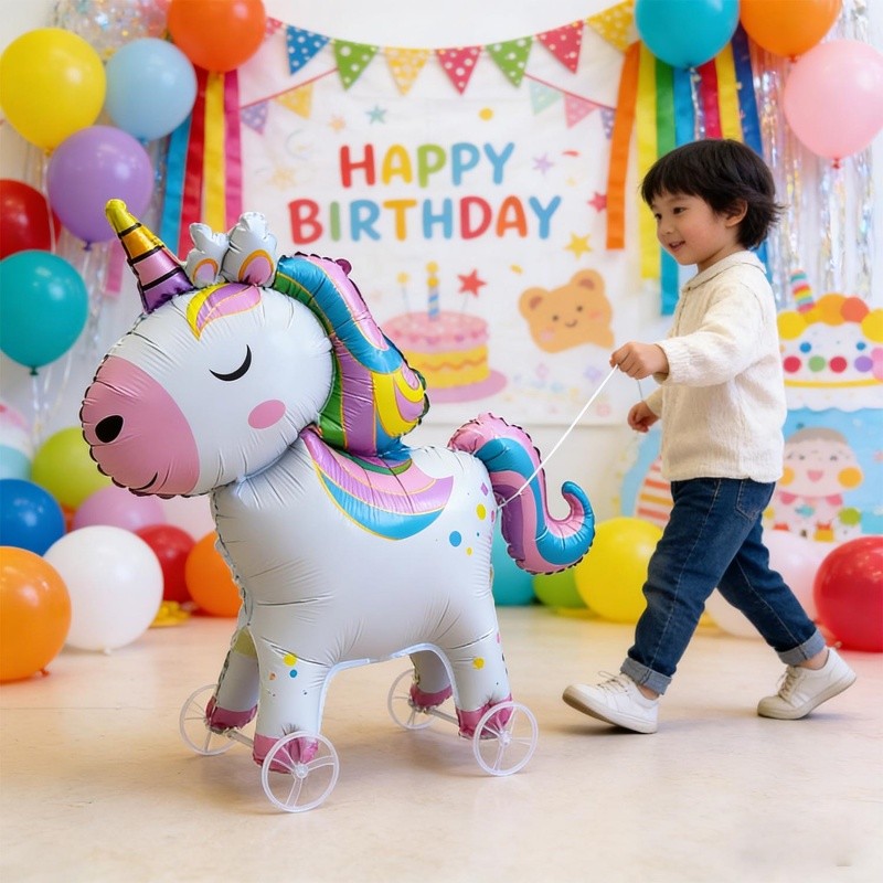 Bóng bay có bánh xe động vật 3D dễ thương vui nhộn cho trẻ em - Bóng bay bằng nhôm hình con vịt hình con vịt đi bộ ngoài trời