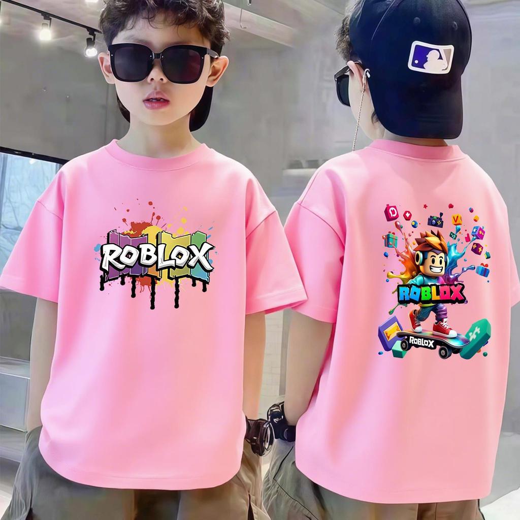 Roblox V2, Tròn Cổ, Dành Trẻ, Ngắn Tay, Co Giãn, Anime In, 100% Cotton, COD Temp