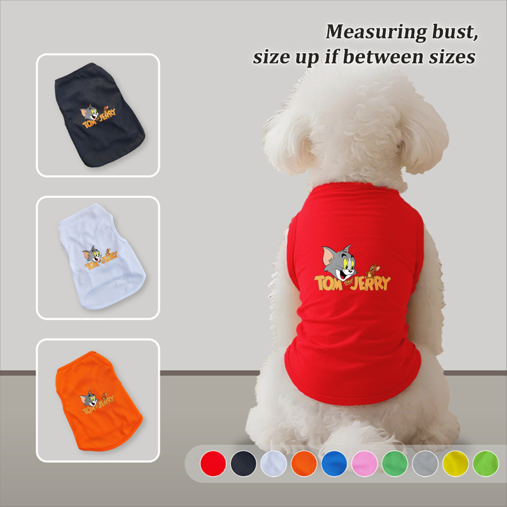 Áo vest thú cưng có kích cỡ S-2XL, Tom và Jerry, có nhiều màu sắc và thoáng khí cho mùa hè, thích hợp cho cả sử dụng trong nhà và ngoài trời, và phù hợp với tất cả chó và mèo nhỏ.