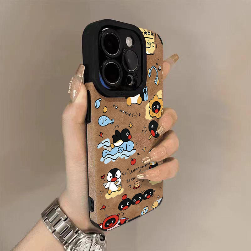 Chim cánh cụt dễ thương cho 17 15 14promax da lộn iPhone 16 11 xu hướng 12pro