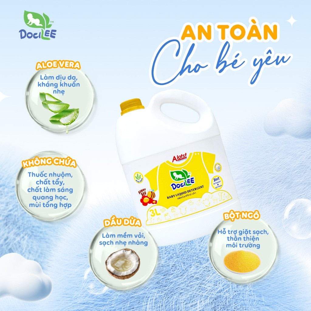 [CHỌN MÀU] Nước Giặt Xả Quần Áo DOCILEE Đậm Đặc, Tiện Lợi Lưu Hương Lâu, Sạch Thơm Mềm Mại, Cho Da Nhạy Cảm