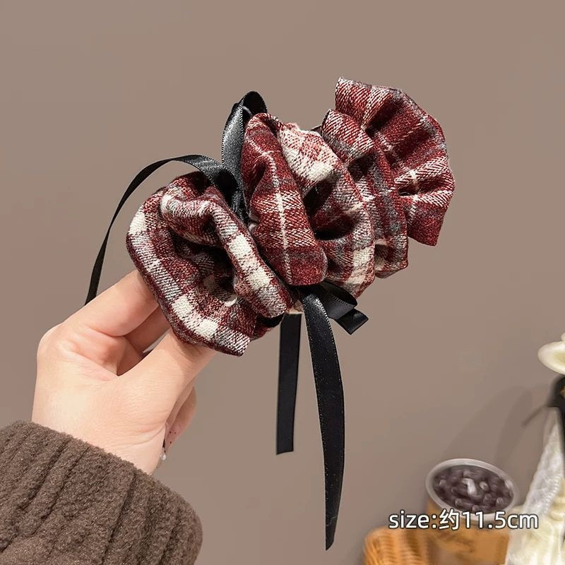 Vintage Kẻ Sọc Vải Tóc Cao Đuôi Ngựa Chuối Kẹp Thanh Lịch Dọc Kẹp Tóc Phụ Kiện Tóc Cho Nữ