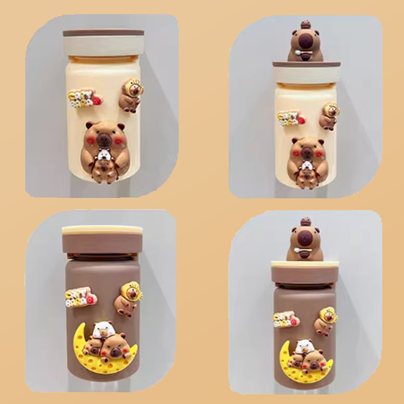 Cốc Đựng Nước & Giá Treo Bàn Chải 2in1 Hình Capybara Cho Cả Gia Đình, Không Cần Khoan, Sắp Xếp Phòng Tắm