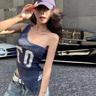 Áo vest vai lệch cho nữ, phong cách INS, trendy mùa hè