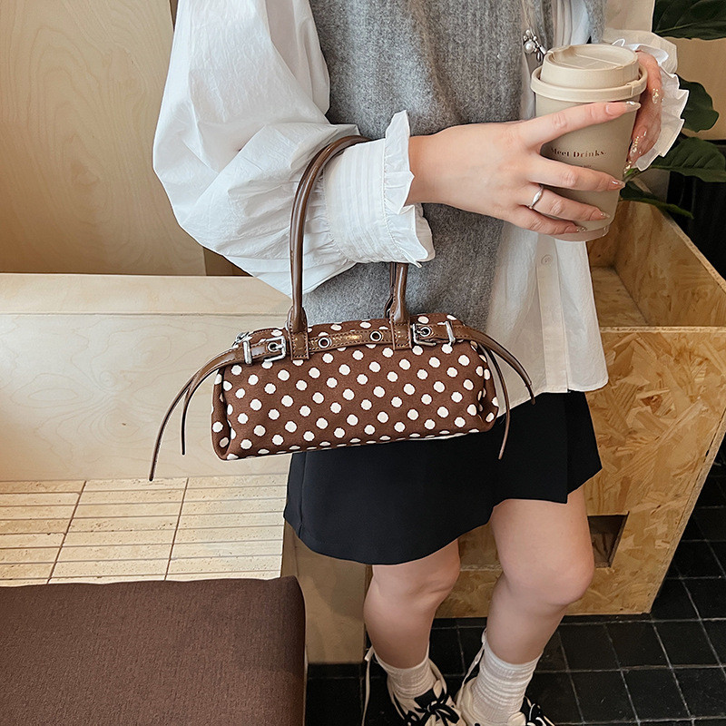 ANCO 2026 Thời trang Hàn Quốc mới Wave Dot nách túi Polka Dot Túi xách tay cho phụ nữ vai ba lô Vai chéo Túi đôi đơn giản