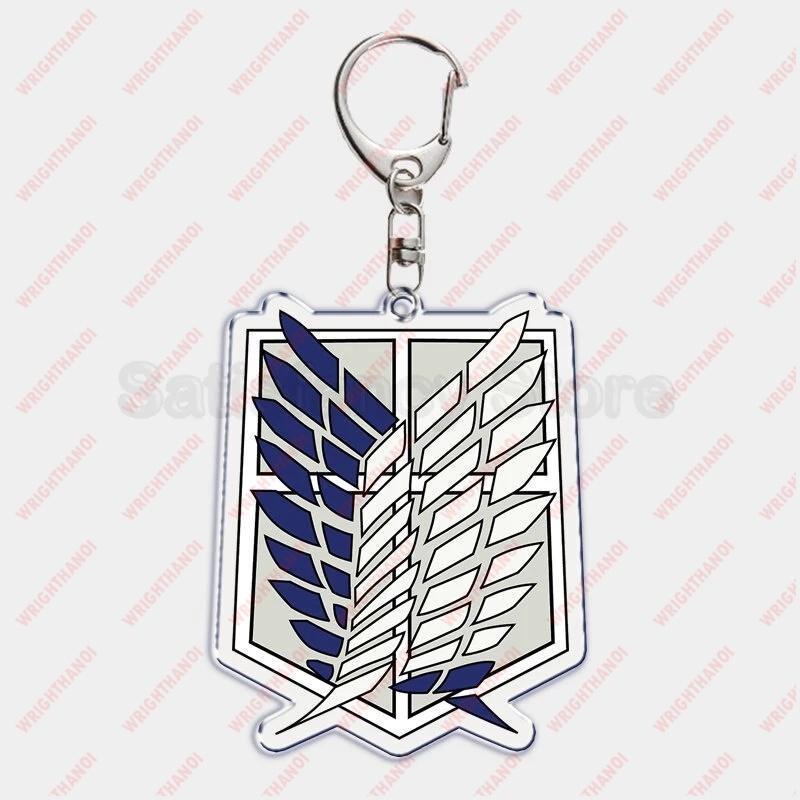 Móc khóa Attack on Titan hình huy hiệu và các nhân vật siêu ngầu Levi Eren Hange Mikasa Phụ kiện trang trí túi xách