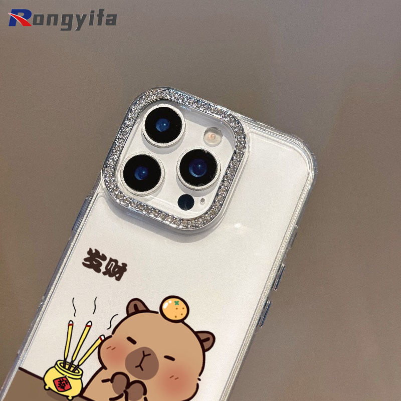 Ốp Điện Thoại Capybara Dễ Thương Cho Redmi Note 15 Pro Plus K90 Pro Max Turbo 5 Max Poco X8 Pro Max F8 Pro Ultra 5G Bìa Hoạt Hình Năm Mới Khung Kim Cương Vỏ Mềm Trong Suốt