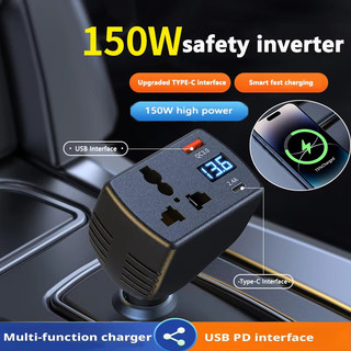 Biến tần 150W DC 12V sang AC 220V Biến tần nguồn tự động Bộ chuyển đổi điện áp ô tô Bộ chuyển đổi Bộ chuyển đổi với bộ sạc xe hơi USB