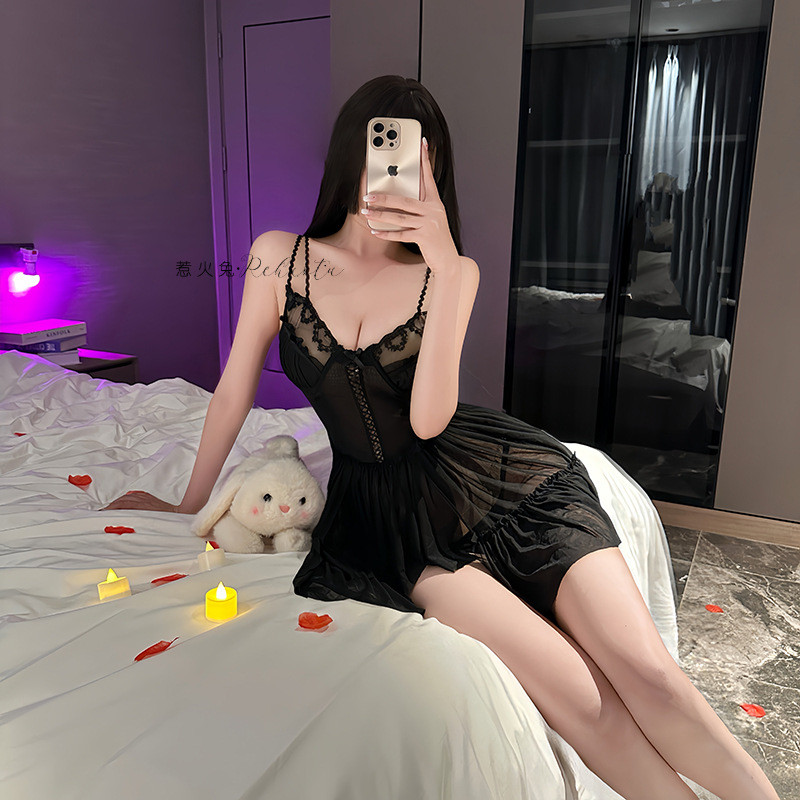 Đồ lót gợi cảm Pure Desire với thép hỗ trợ và thiết kế xuyên lưới nhỏ - Váy ngủ