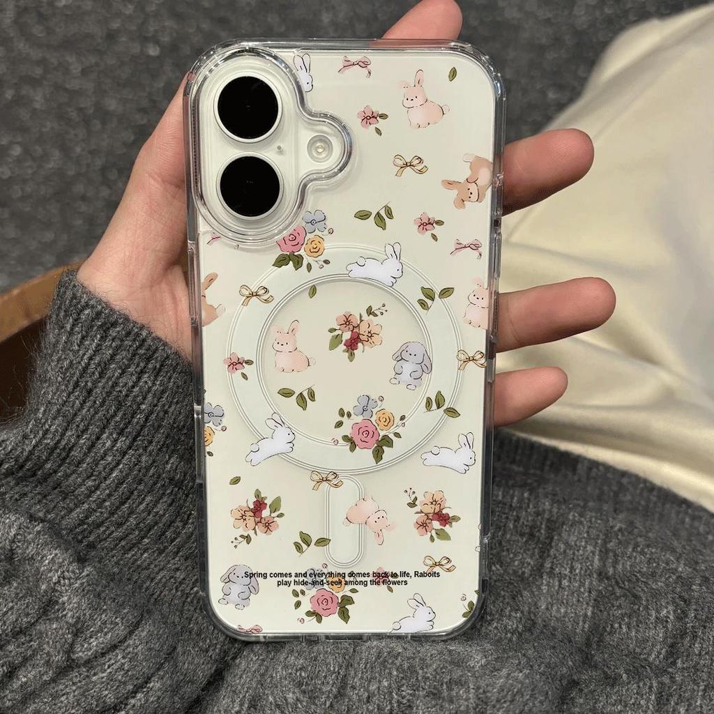 Maroon Flower Set cho iPhone 16promax15 trường hợp 14 nữ 12 rõ ràng 17 hút từ 11