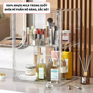 Tủ Trong Suốt Nhựa Arcrylic Bảo Quản Trưng Bày Nước Hoa Mỹ Phẩm Để Bàn Makeup Trang Điểm