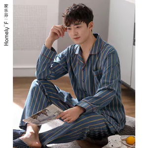 100% Cotton Bộ Đồ Ngủ Nam Xuân Thu Thu Đông Dài Tay Loungewear Mùa Xuân Mỏng Thường Ngày Phù Hợp Với