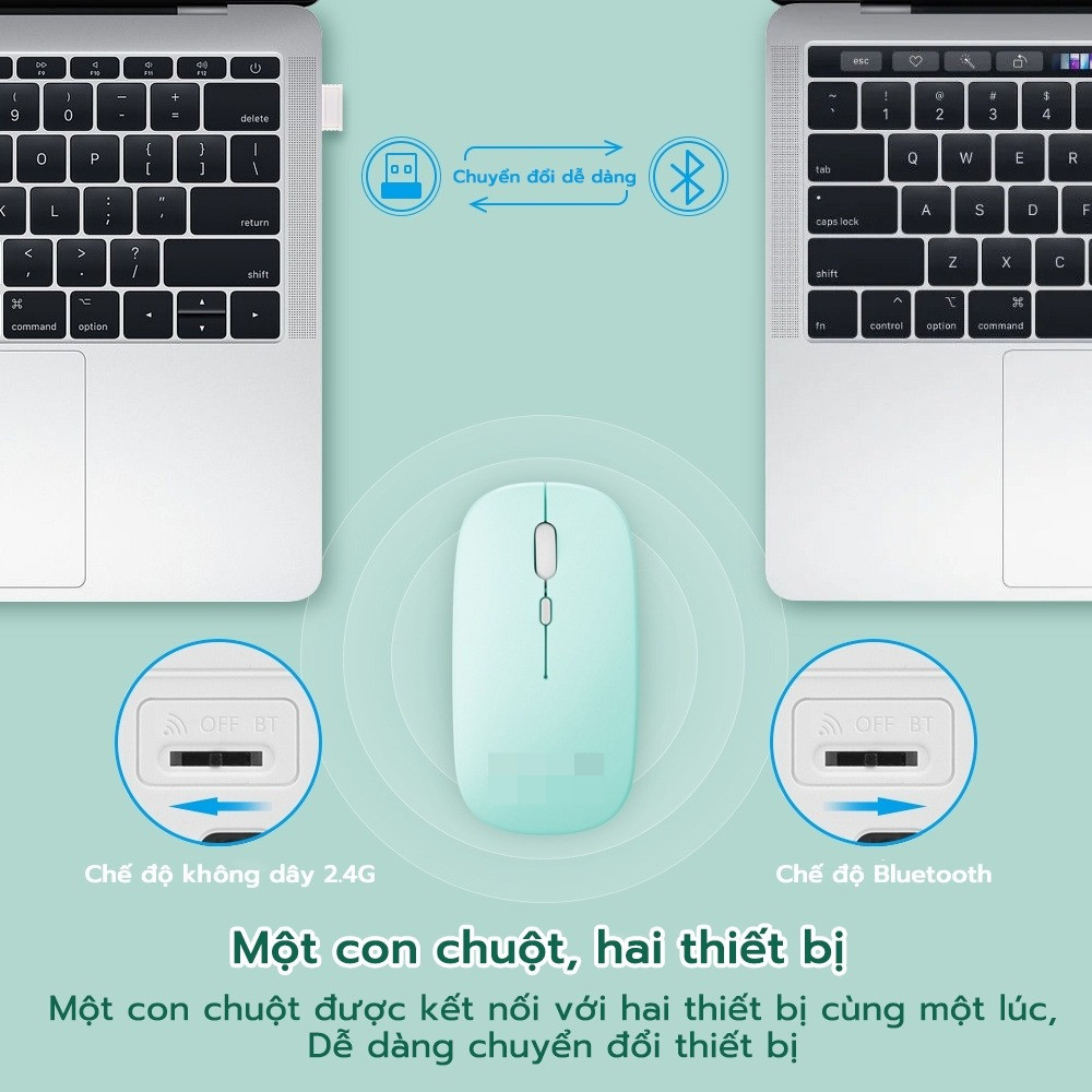 Tech Store Chuột bluetooth Không Dây Sạc Điện Thoại / Máy Tính Bảng / laptop / android Tím / Hồng / Xanh Lá Đậm