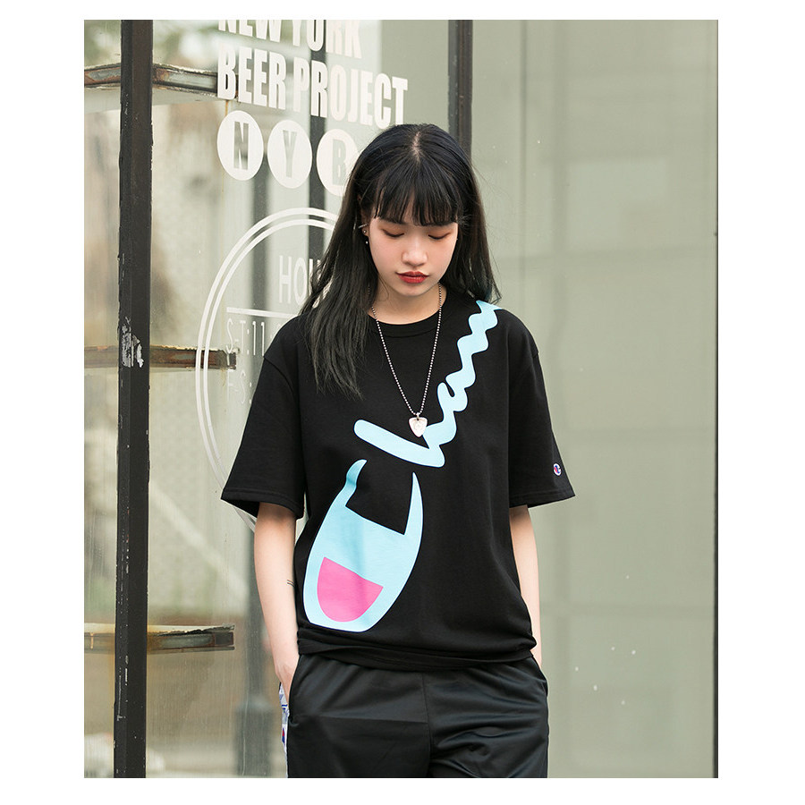 Phiên Bản Mỹ Champion Over-the-Shoulder Diagonal Cursive In logo Lớn Nam Nữ Cặp Đôi Dạo Phố Rời