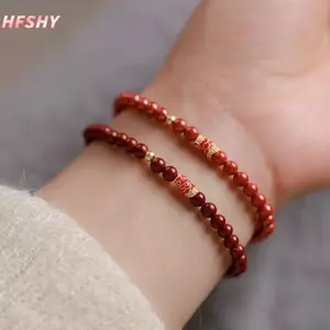 Vòng tay cinnabar koi đính hạt màu đỏ cho nam và nữ - mang lại may mắn và sức khỏe