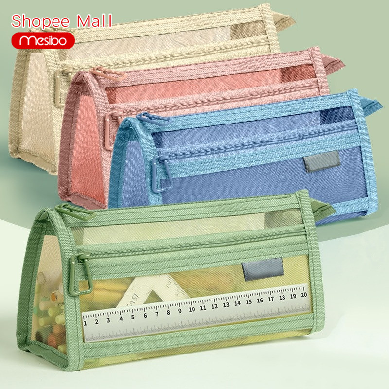 Túi Đựng Bút Lưới Mesibo 2 Ngăn Thiết Kế Đơn Giản Tiện Lợi Giá Cả Phải Chăng 2 Ngăn Tiện Dụng Giá Rẻ