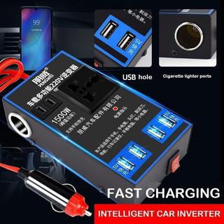 Bộ Chuyển Đổi Điện Xe Hơi 1500W 12V/24V sang 110V/220V 4 Cổng USB Sạc Nhanh 5V Cho Xe Hơi Đa Năng
