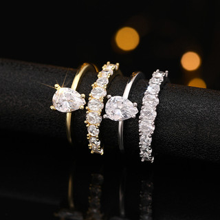 Nhẫn tinh tế hình giọt nước, zircon thời trang
