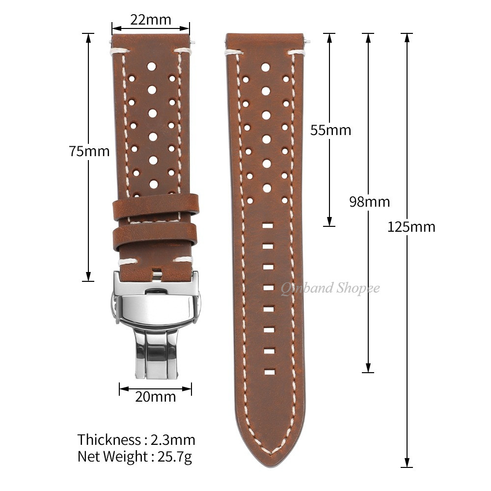 Khóa Bướm - Phát Hành Nhanh Da Bò Vintage Da Thật Chính Hãng Dây Đeo Đồng Hồ 18 / 19 / 20 / 21 / 22 / 24mm Vòng Tay Đồng Hồ Dành Cho Nam Nữ Da Porous Racing Rally Watchbands