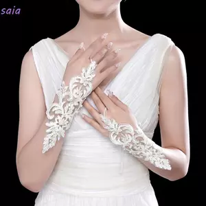 Găng Tay Ren Saia Kim Cương Giả Cho Cô Dâu và Tiệc Cưới, Gợi Cảm và Thanh Lịch