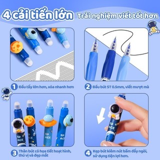 Bút mực xoá được học sinh cấp 2 – Bút gel 0.5mm viết đẹp, mực xanh dễ xoá, thiết kế cute đò dùng học tập cho bé