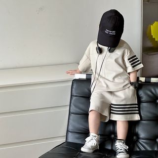 Set thể thao cho bé tay ngắn phối sọc – quần short co giãn, mặc đi chơi mùa hè