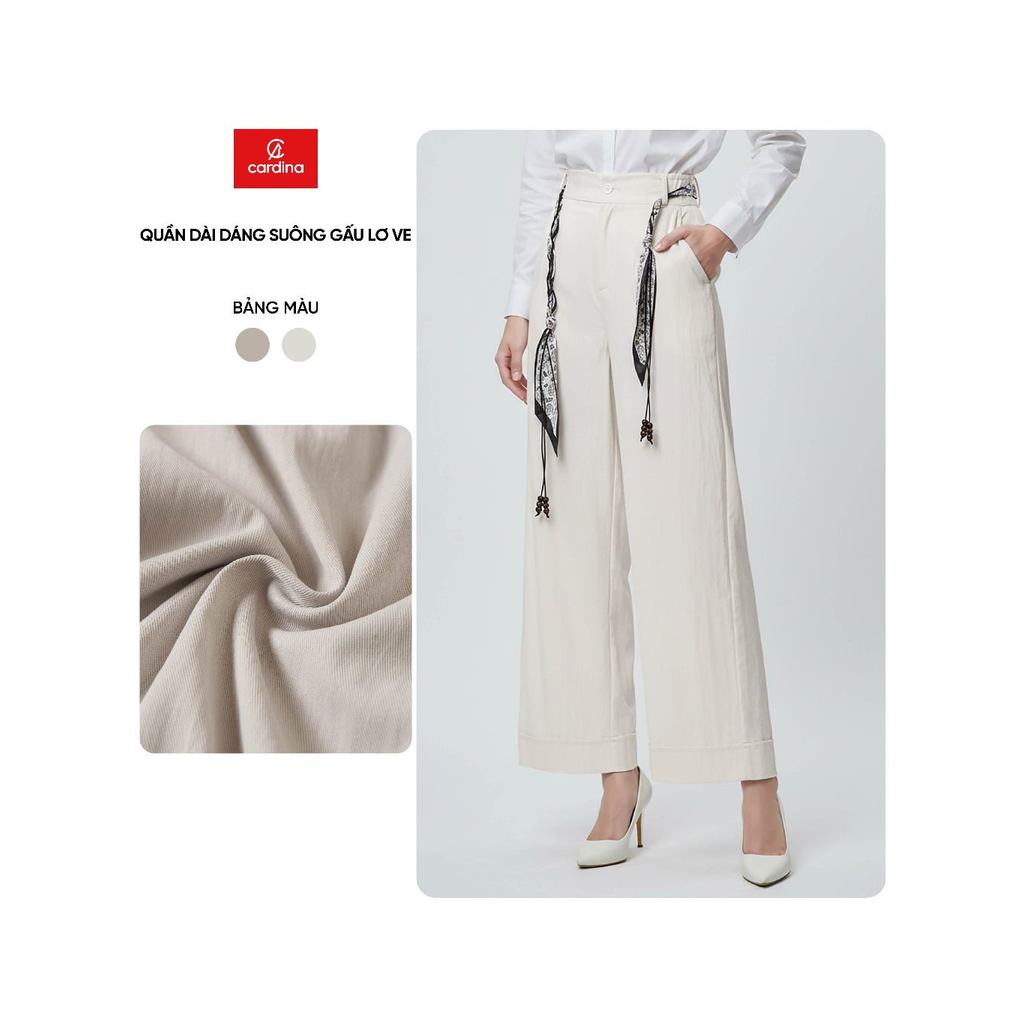 Quần dài nữ CARDINA Chất đũi thô cạp trước phẳng chun sau kèm dây lưng trang trí 6QDT01