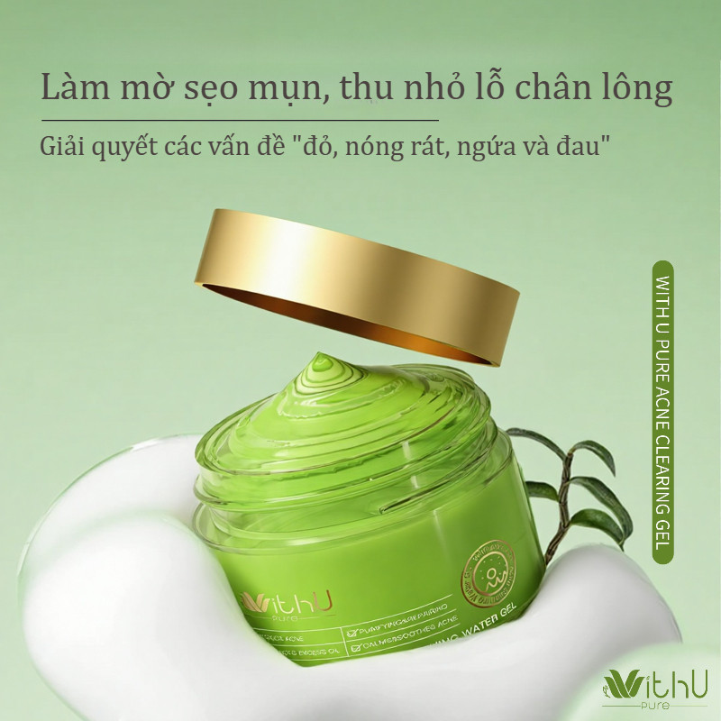 WithUpure Gel Giảm Mụn 50g,Chiết Xuất Thiên Nhiên,Loại Bỏ Mụn Nhẹ Nhàng,An Toàn Cho Mẹ Bầu