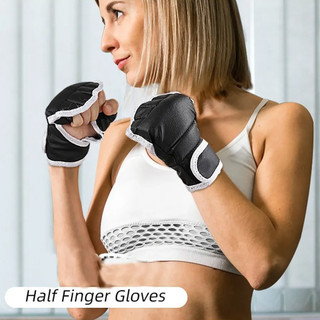 1 Cặp Găng Tay MMA Võ Thuật Đấu Vật Trầy Xước Đấm Túi UFC Boxing Huấn Luyện Nửa Mitts Cho Nam Nữ