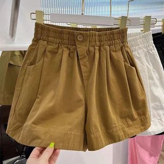 Quần short nữ cạp cao kiểu dáng mỏng mùa hè, ống thẳng, rộng rãi, tôn dáng