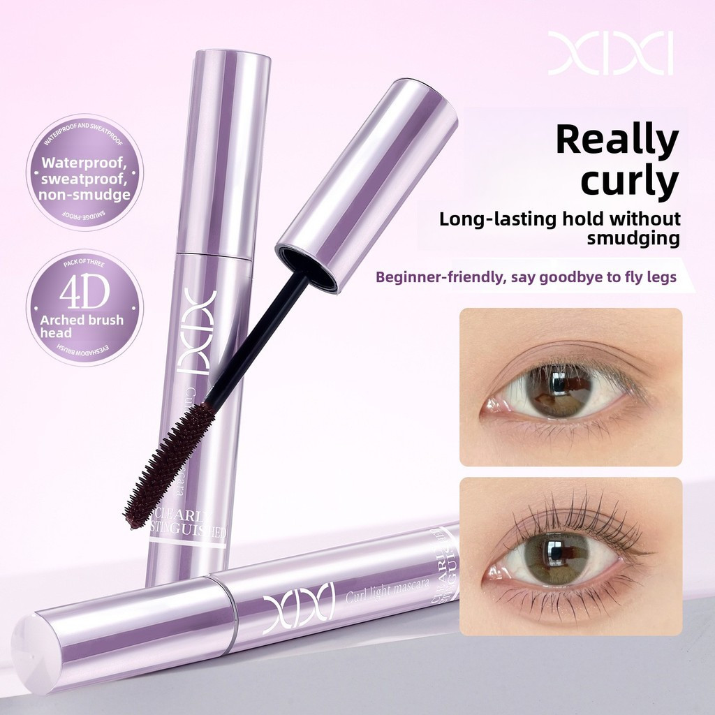 Xixi Chuốt Mi Đầu Cọ Cong Làm Dày Dài Mi Tách Sợi Không Bết Giữ Cong Chống Lem Chống Nước Đậm D809