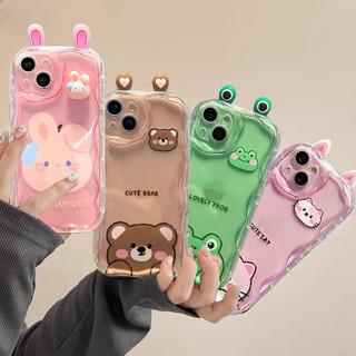 Ốp Lưng Samsung Galaxy A17 A16 A36 A26 A56 A55 A35 A25 A15 A07 A06 A32 A50S A51 M16 Mềm 3D Thỏ Dễ Thương Gấu Ếch Tai Búp Bê Hoạt Hình Sóng Silicon Bên