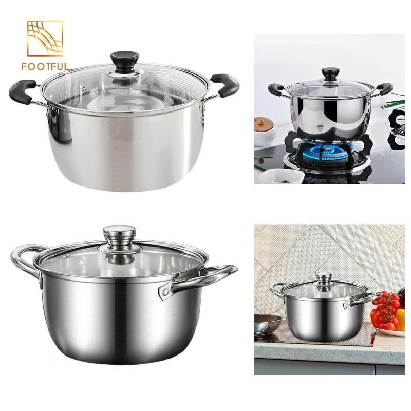 Nồi Canh Inox Dung Tích Lớn Chảo Nấu Nhanh Tay Cầm Đôi Nồi Cho Bếp Điện Nấu Ăn Gia Đình
