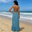 PCF * Đầm dài nối thoải mái Viscose LinenBackless Halter Váy cho những ngày nóng bỏng
