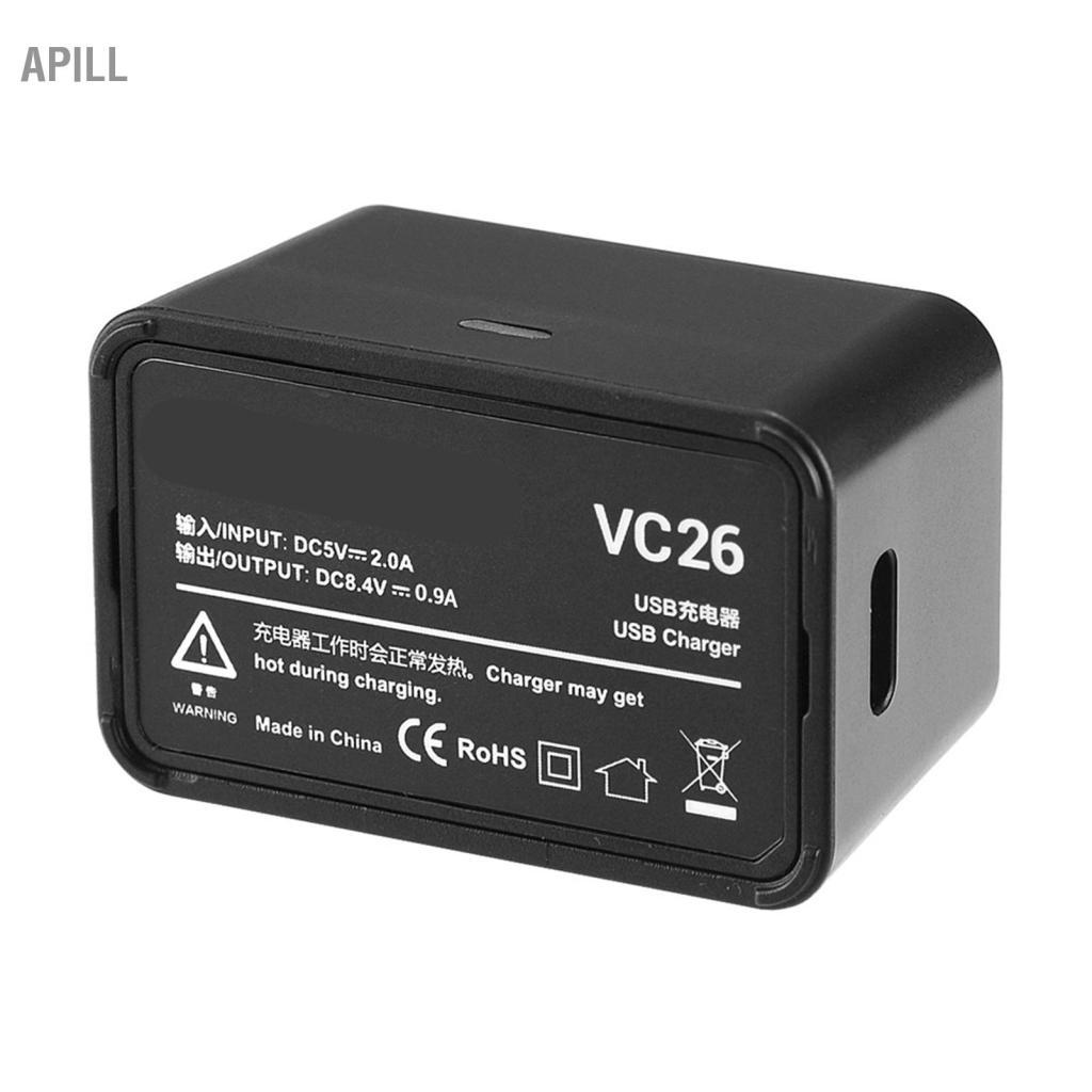 Apill Godox VC26 USB Sạc Pin DC 5V Đầu Vào 8.4V Đầu Ra Để Sạc V1S V1C V1N V1F V1O V1P đầu Tròn Đèn Flash