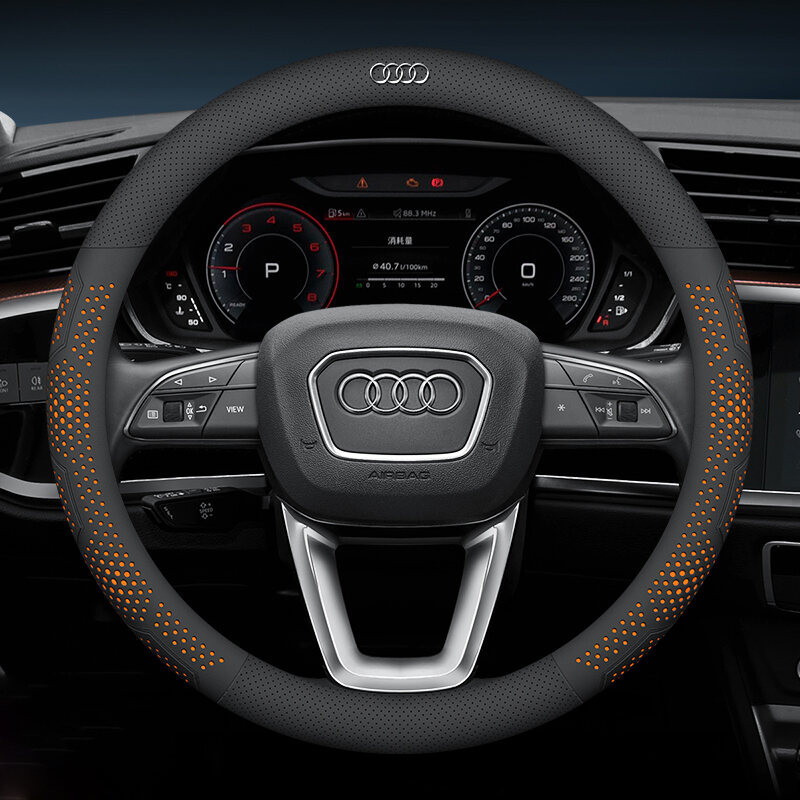 Bọc Vô Lăng Siêu Mỏng Ô Tô, Da Siêu Mỏng Chống Trơn Trượt Và Hút Mồ Hôi Cho Xe Audi Sline A3 A4 A5 A6 A7 A8 Q2 Q3 Q5 Q7 TT Vỏ Vô Lăng Đa Năng Ô Tô Chất Lượng Cao