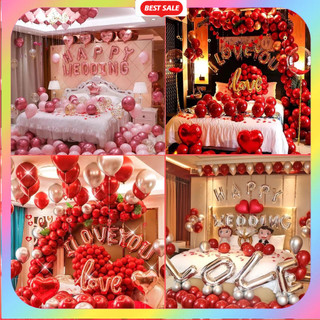 Set Bóng Bay Trang Trí Phòng Cưới Tân Hôn Happy Wedding Đẹp Dễ Làm, Đầy Đủ Phụ Kiện [TẶNG BƠM+BĂNG DÍNH]  DF42
