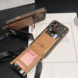 Ốp Lưng Sang Trọng Cho iPhone 17 16 15 Pro Max 11 12 13 14 Pro Max 17AIR 14 15 16 PLUS Thiết Kế Đơn Giản Với Khe Cắm Ví Thẻ Vỏ Điện Thoại Thiết Kế Bao Gồm Tất Cả Có Dây Buộc Vỏ Bảo Vệ