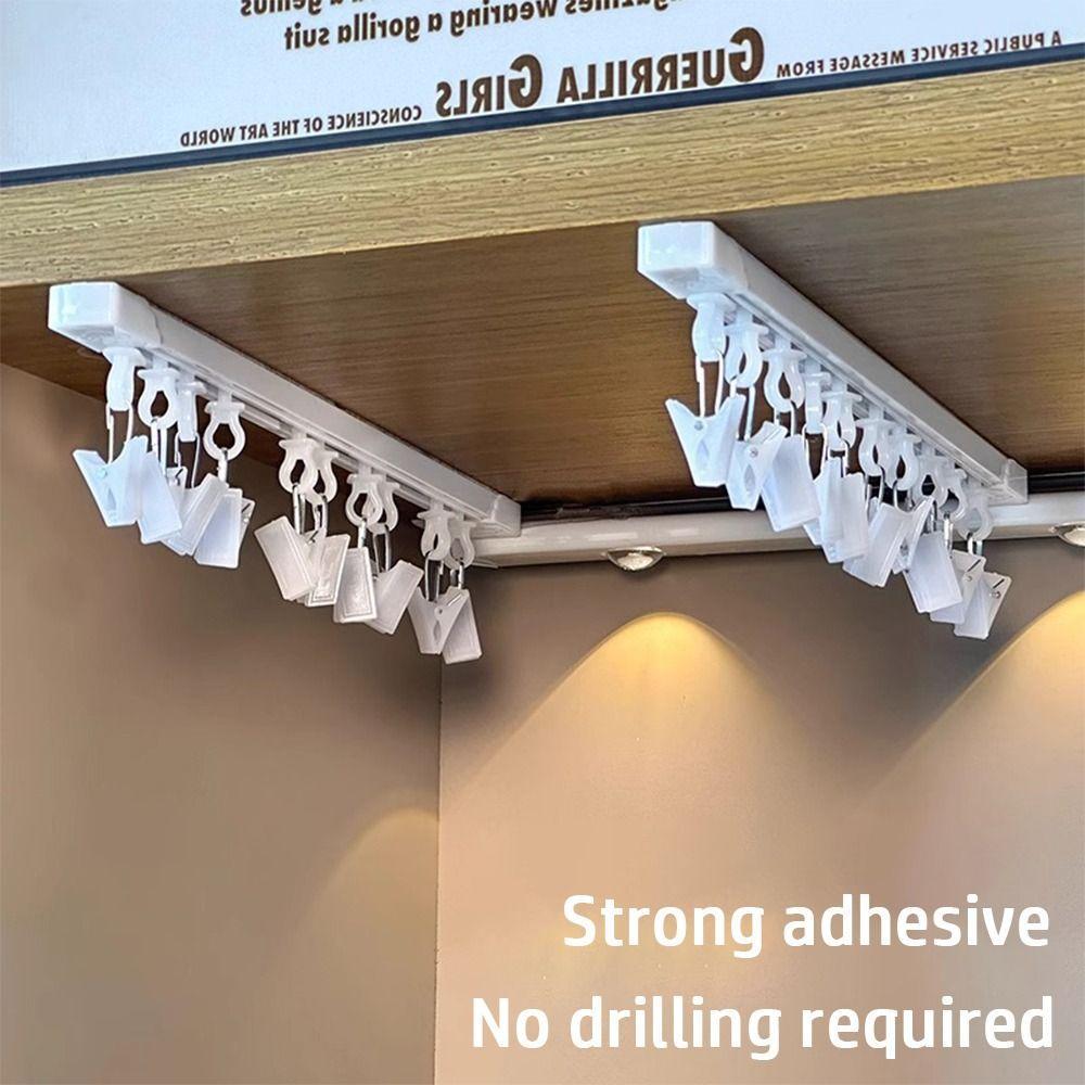 Móc trượt MARGREDY, có thanh trượt 30 / 40 Kẹp phụ kiện tóc, Đường ray treo tường di động đa vị trí dung tích lớn treo tường