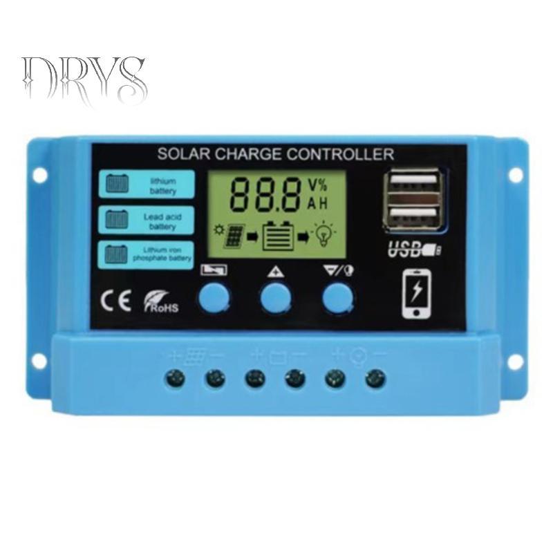 (TFT) Bộ điều khiển sạc năng lượng mặt trời 30A 20A 10A 12V 24V Bảng điều khiển năng lượng mặt trời tự động Bộ điều khiển LCD PV cho pin chì, USB kép MỚI