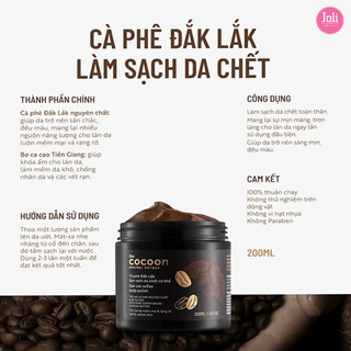 Combo gel tẩy tế bao chết mặt + body Cocoon cà phê Dak Lak Coffee Body Polish (150ml + 200ml)
