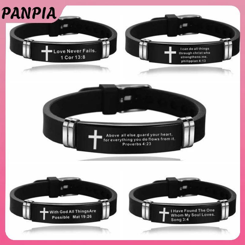 PNPIA - Vòng Tay Inox Silicone Nam/Nữ, Thân Giá Chúa Giêsu với Trích dẫn Kinh Thánh, Món quà Trang Sức Tôn giáo