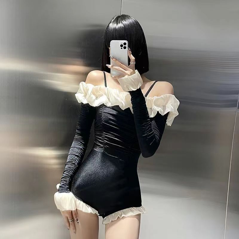 Đồ bơi một vai ren dài tay phong cách Hàn Quốc thời trang