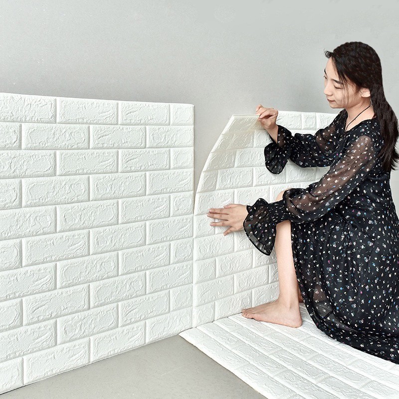 [MÃ ANCMAR GIẢM 15%] Miếng Dán Tường Giả Gạch 3D Chống Thấm Nước Tiện Dụng Chất Lượng Cao Có Keo Sẵn